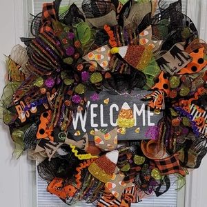 Candy Corn Halloween Wreath